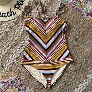 Anthropologie Multicolor Striped One Piece Swimsuit